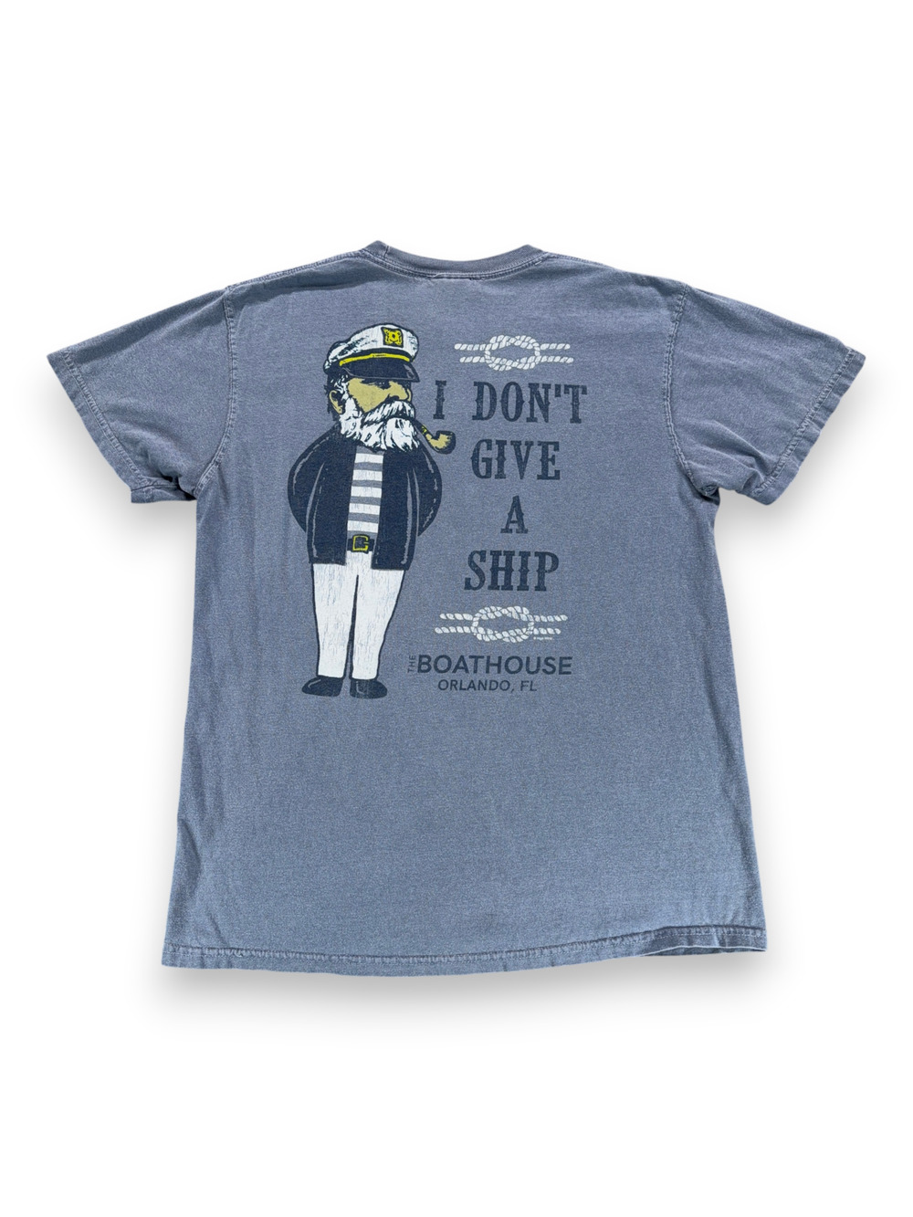 Boathouse Shirt Adult MEDIUM Blue Orlando FL Nautical Captain Give A Ship Y2K